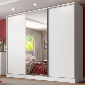 Guarda Roupa Casal 100% MDF 3 Portas de Correr com Espelho Royale Madesa