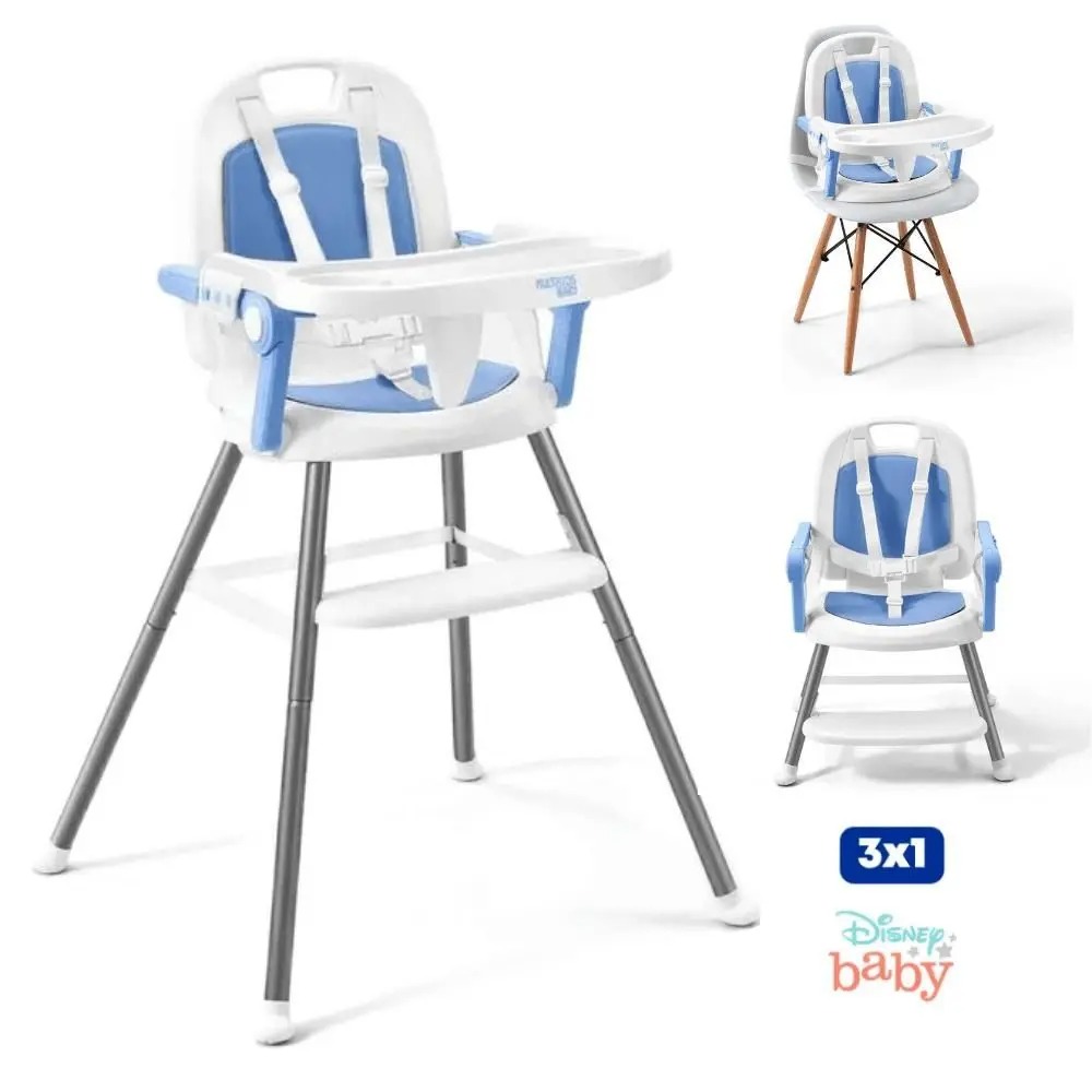 Cadeirão Cadeira Cadeirinha Alimentação Papinha Bebê Alta Mesa Refeição Menino Azul - Multilaser - Imagem 3