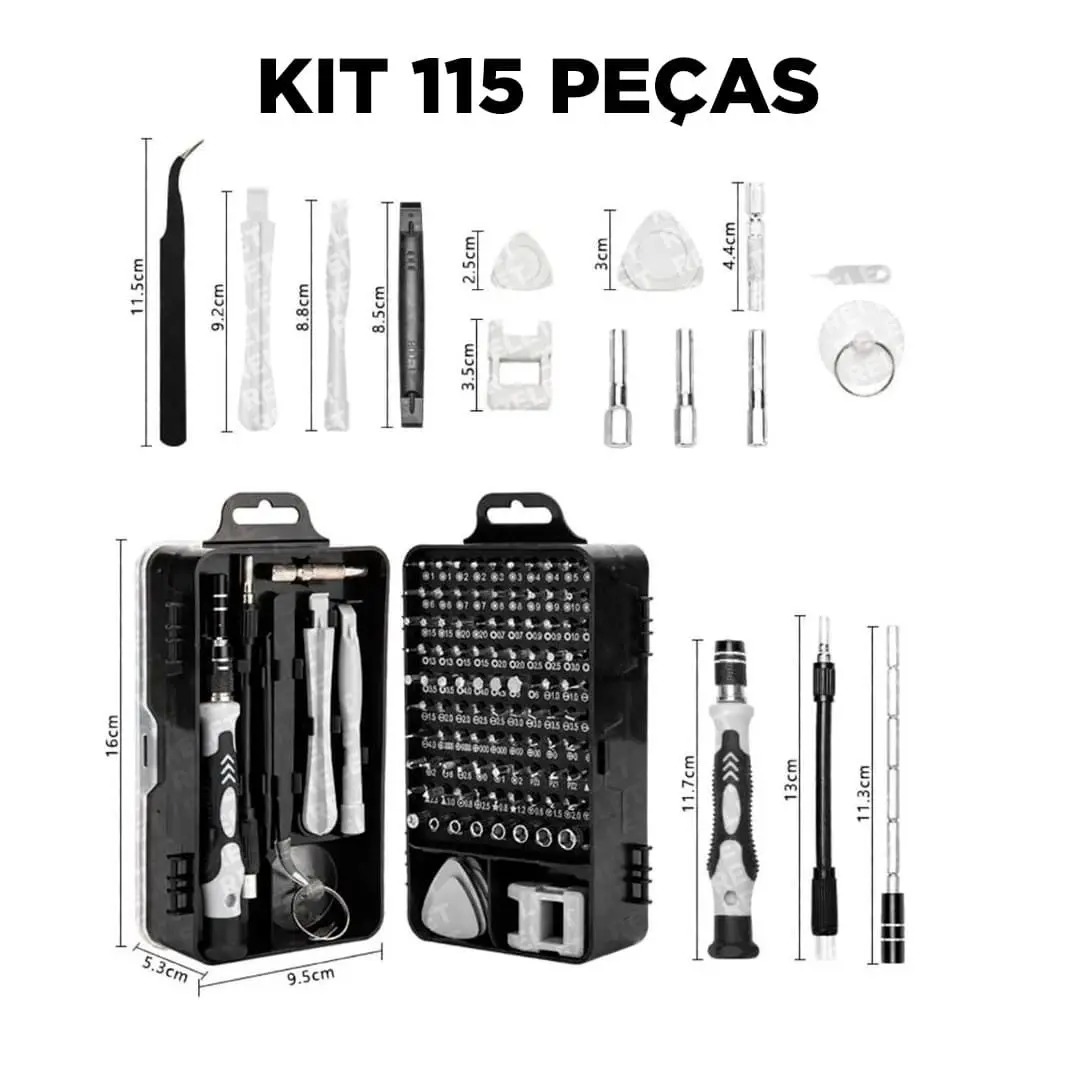 Conjunto Ferramentas de Reparo 115 Peças Profissional - Imagem 4