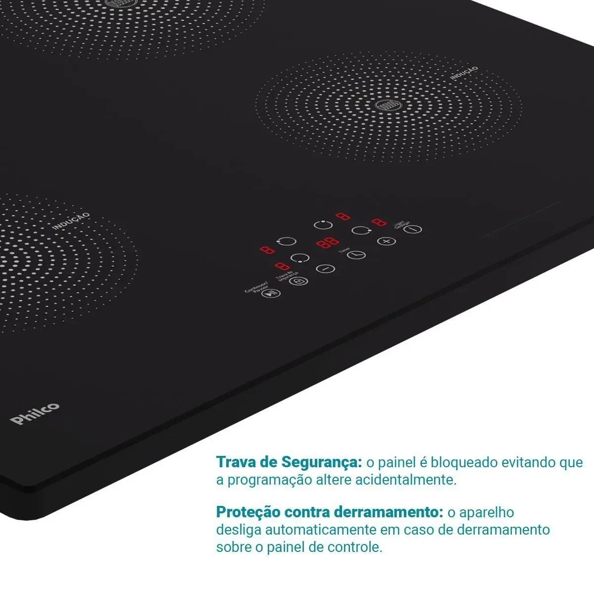 Fogão Cooktop Indução Philco PCT40A Preto 4 Bocas 220V Vidro Cerâmico Touch 9 Níveis - Imagem 6