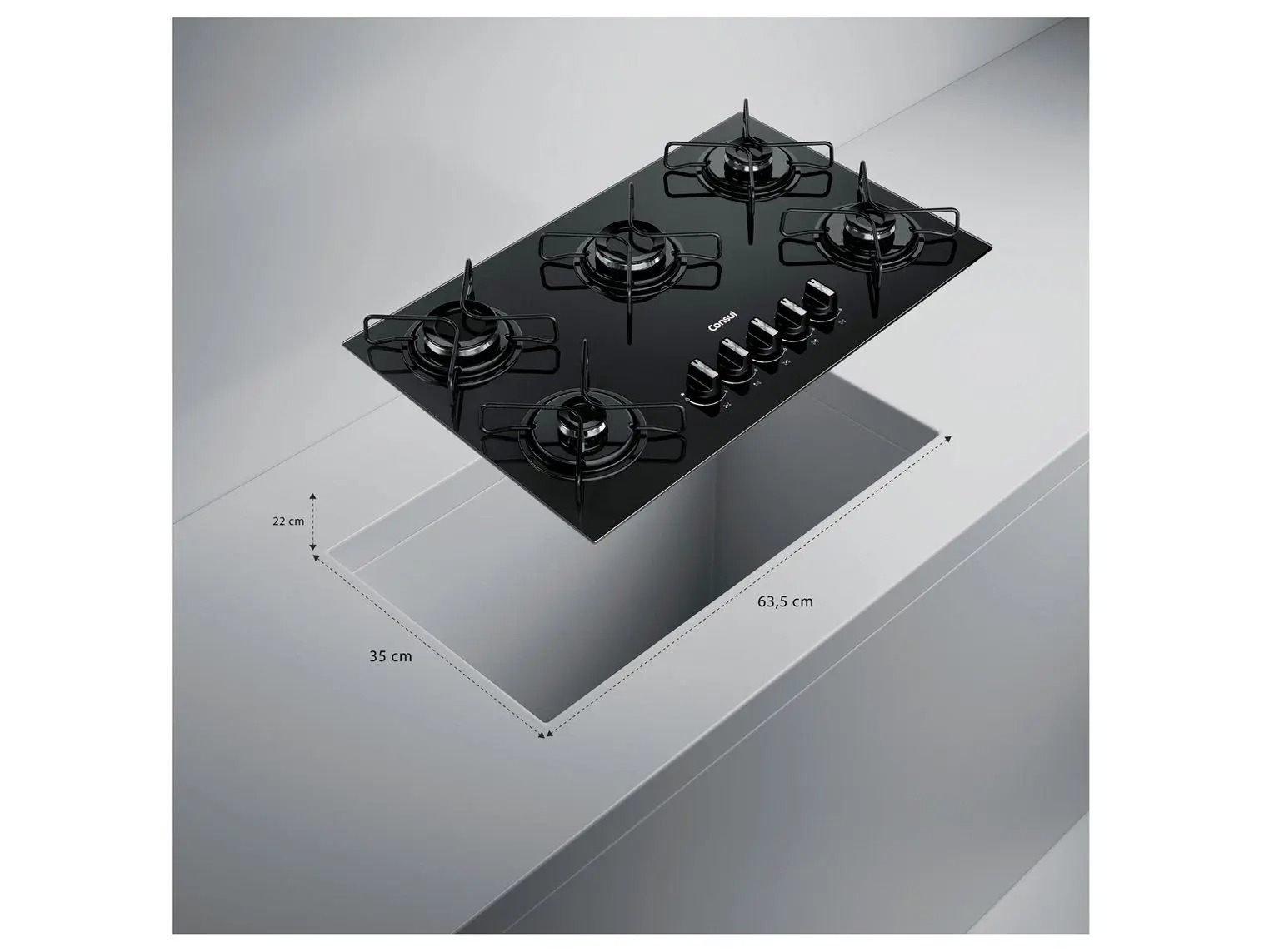 Cooktop 5 Bocas a Gás Consul Mesa de Vidro GLP Preto Superautomático CD075BE - Imagem 2