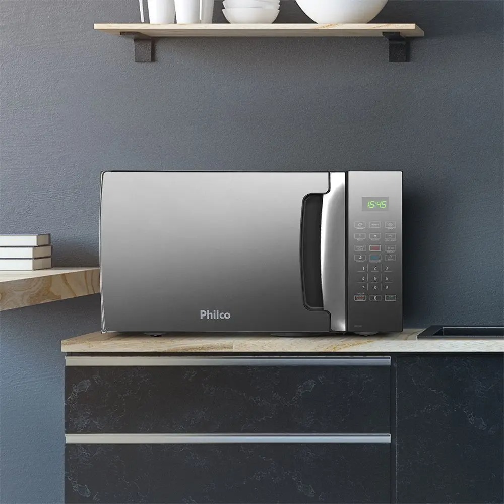 Microondas 28 Litros Philco PMO30EP Preto Com Porta Espelhada 1400w Menu Fit - Imagem 2
