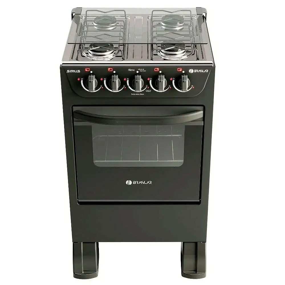 Fogão New Sirius 4 Bocas Manual Mesa em Inox Forno Easy Clean Braslar - Imagem 2