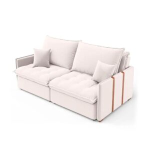 Sofá Retrátil Sem Caixa 3 lugares Solomons Linho Cru 180 cm - Mobly