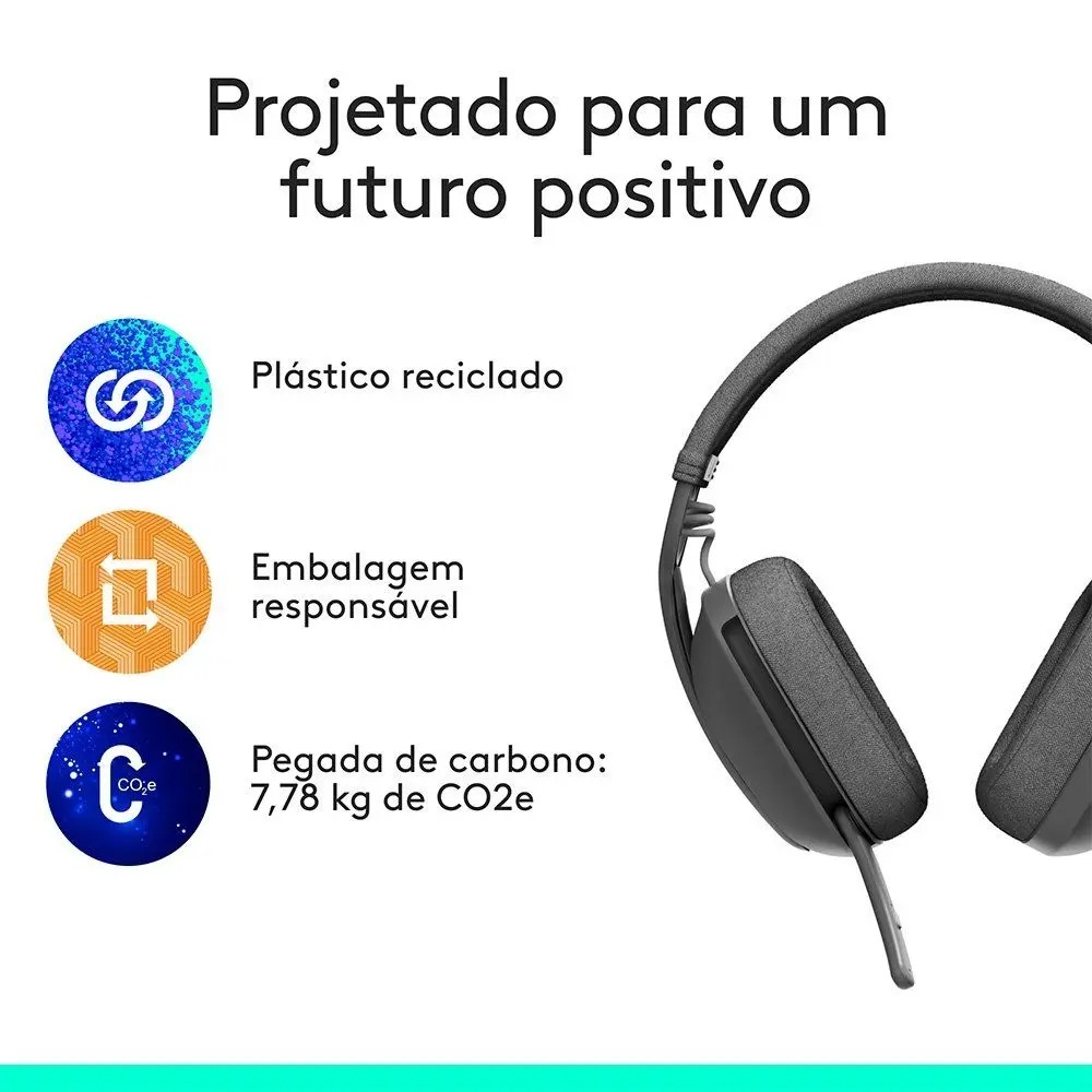 Headset Sem Fio Logitech Zone Vibe 100, Drivers 40 mm, USB, Bluetooth, PC, Mobile, Grafite - 981-001214 - Imagem 10