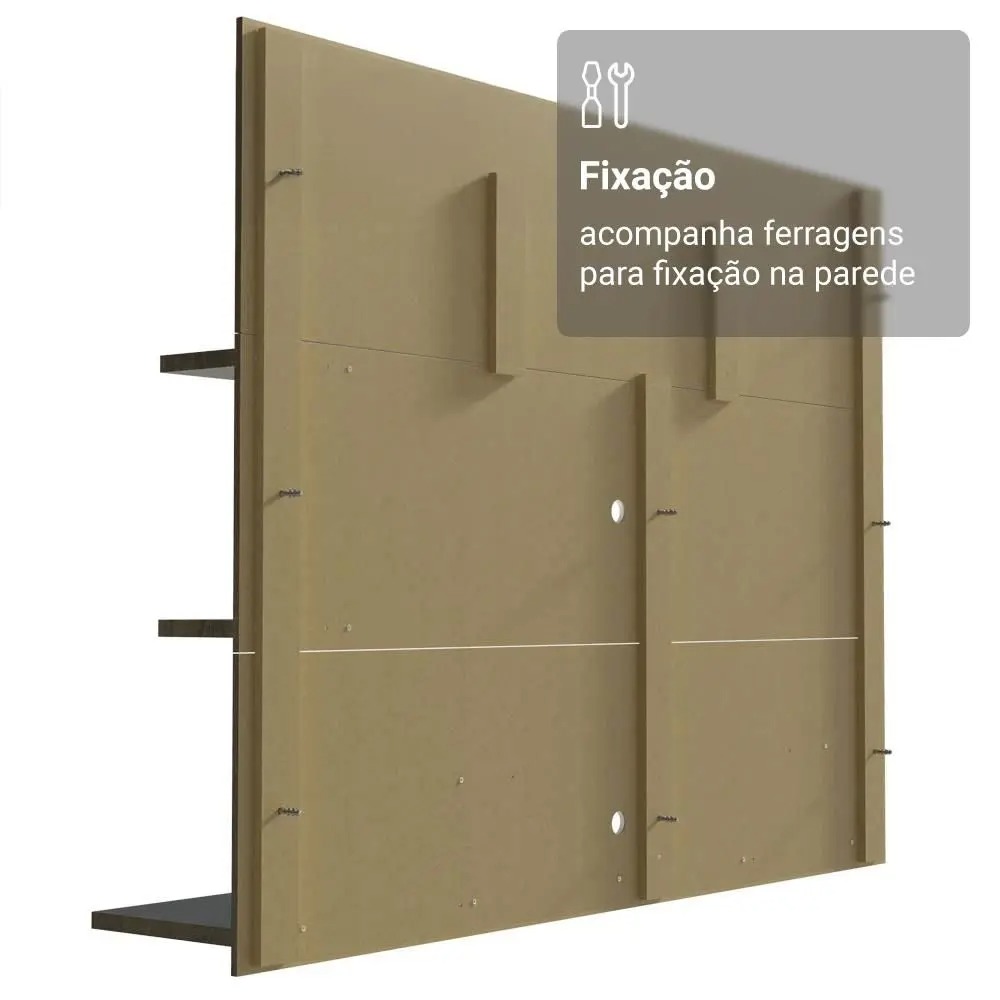 Rack com Painel para TV até 60 Polegadas 180 cm Rustic/Branco Metz Madesa - Imagem 10