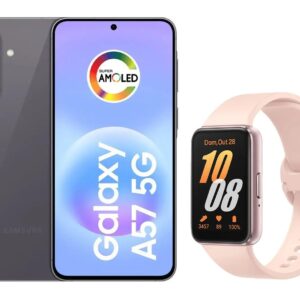 Smartphone Samsung Galaxy A57 128GB Cinza - 5G + Smartband Samsung Galaxy Fit3 Rosé