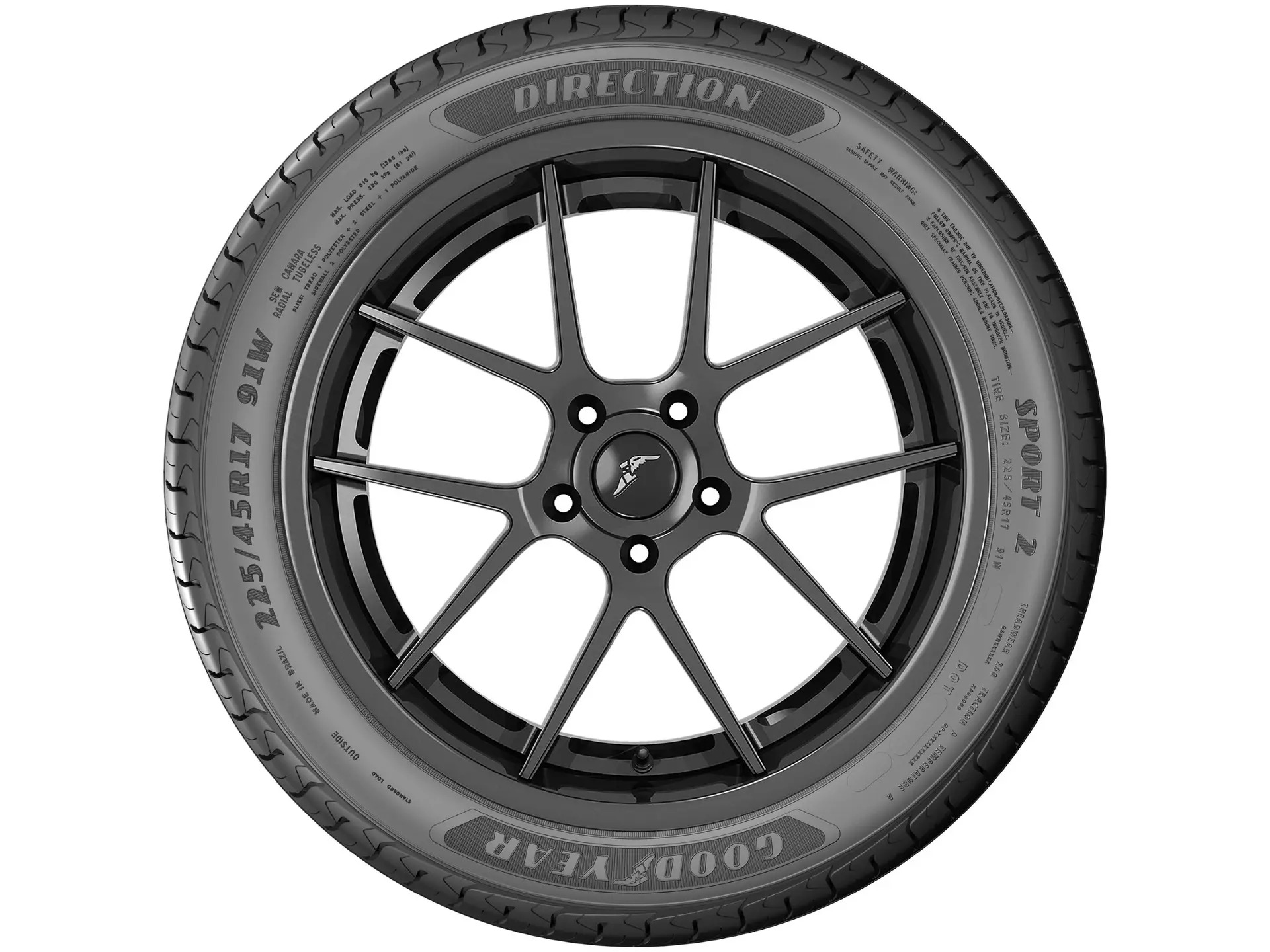 Pneu Aro 17” 225/45R17 Goodyear 91V Sport 2 Direction - Imagem 2