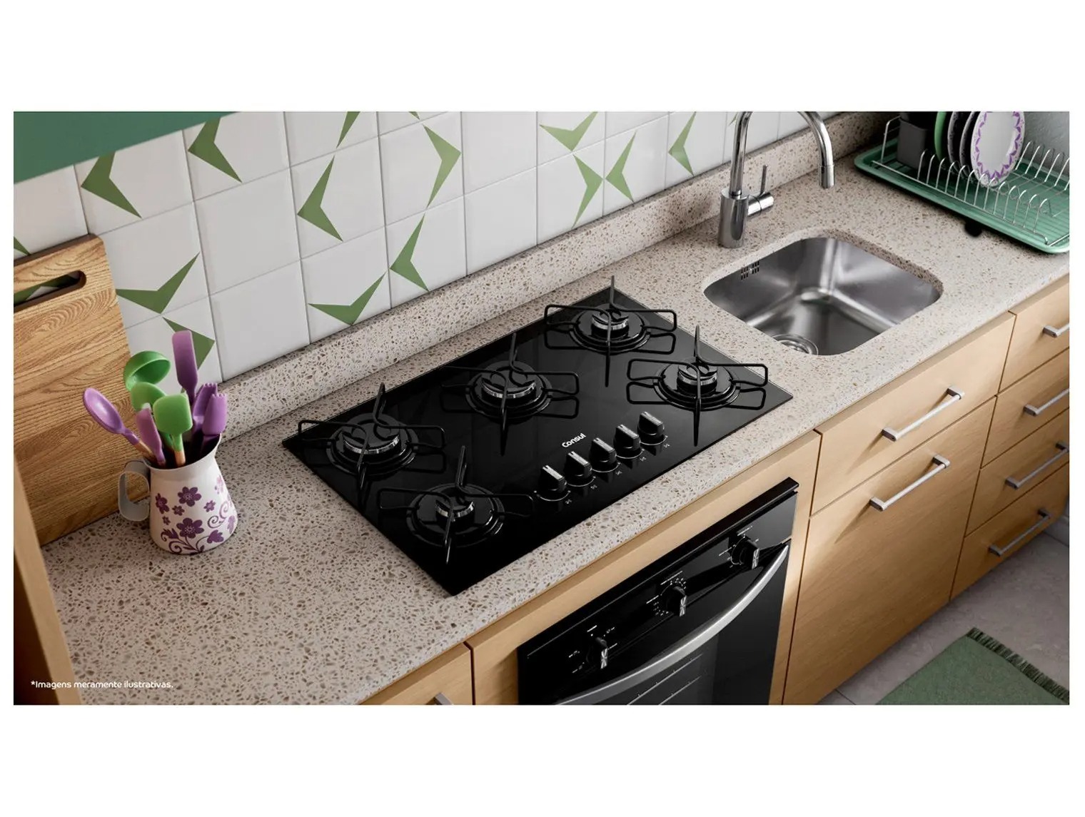 Cooktop 5 Bocas a Gás Consul Mesa de Vidro GLP Preto Superautomático CD075BE - Imagem 4