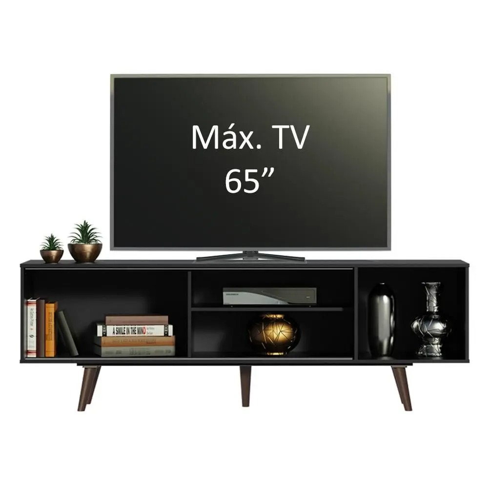 Rack Madesa Dubai para TV até 65 Polegadas com Pés - Preto/Rustic - Imagem 5