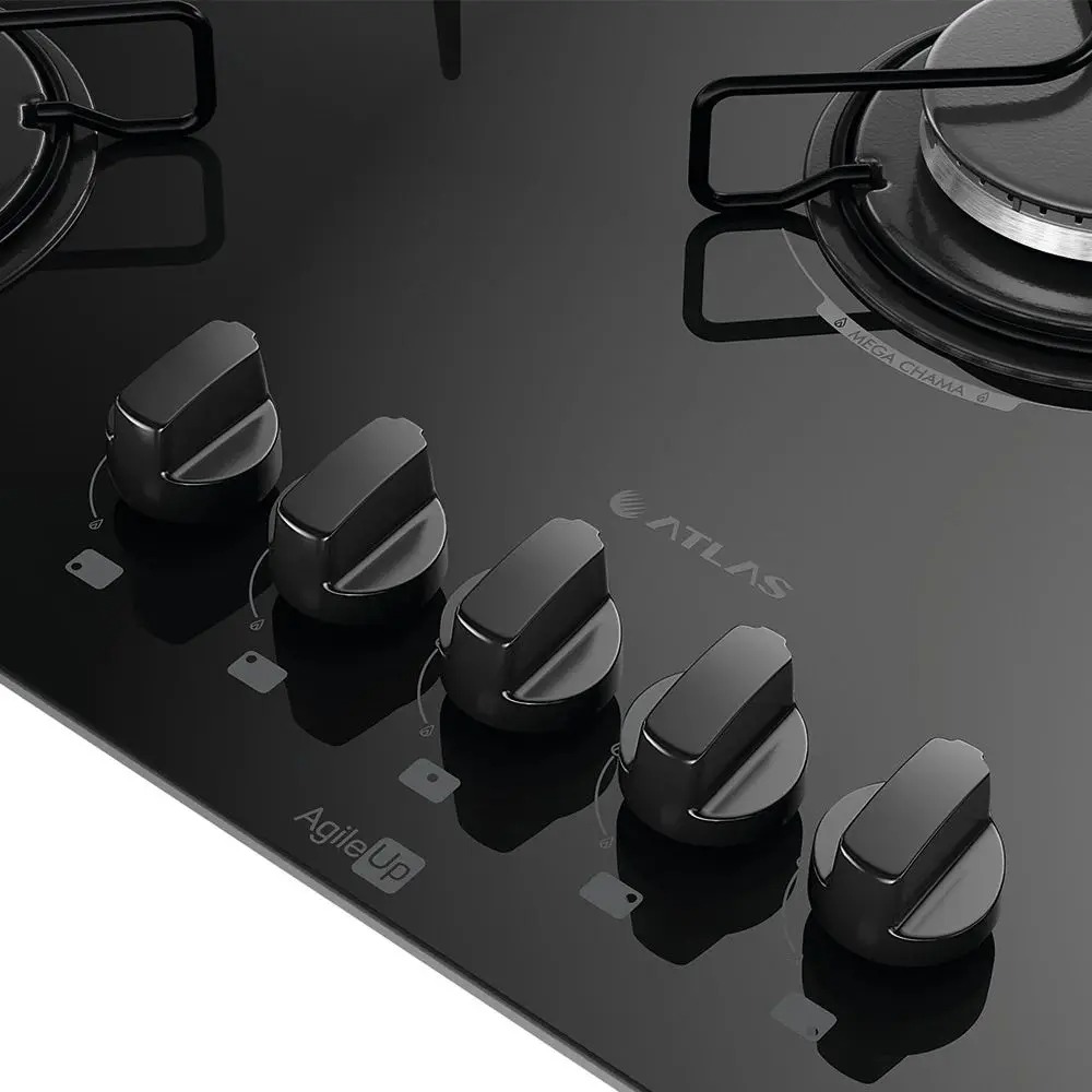 Fogão Cooktop 5 Bocas Mesa Vidro Atlas Agile Up Preto Bivolt - Imagem 2
