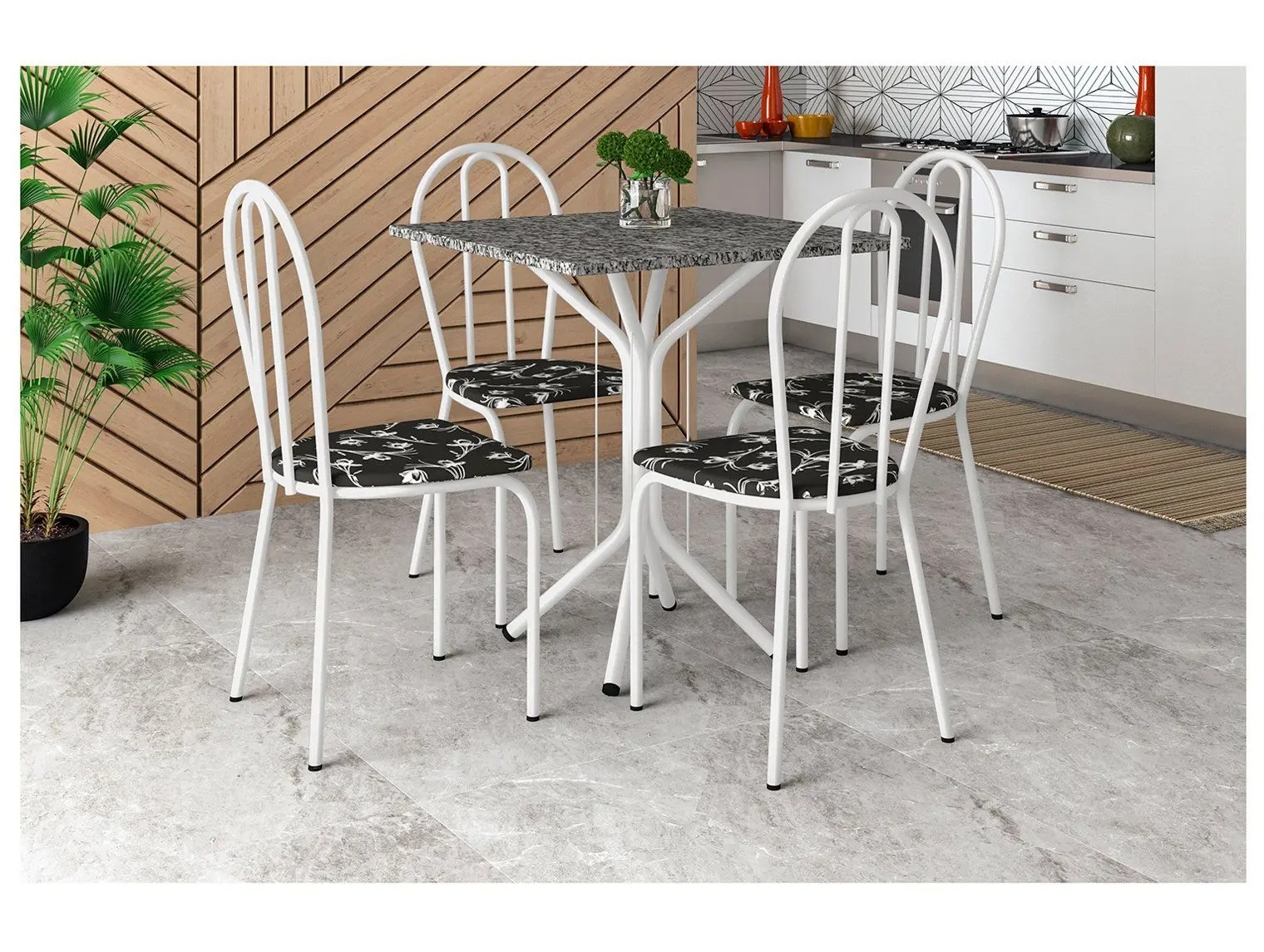 Mesa de Jantar 4 Cadeiras Quadrada Branca Artefamol America Thais - Imagem 3