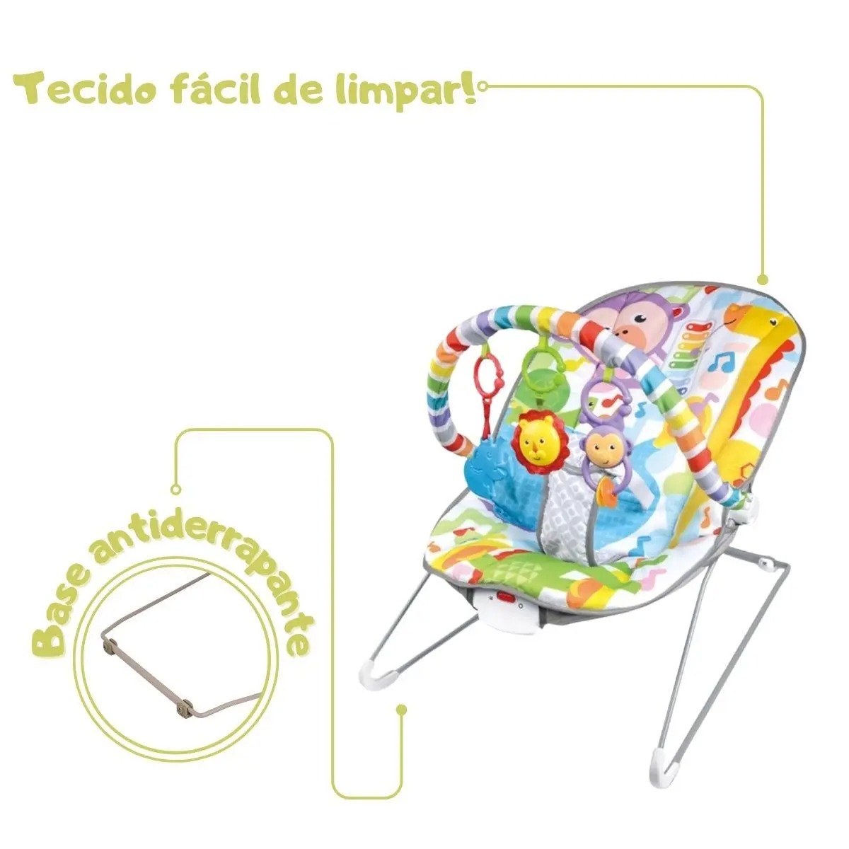 Cadeirinha de Balanço Descanso do Bebê com Música e Cinto Ajustável - Brinq Baby - Imagem 3