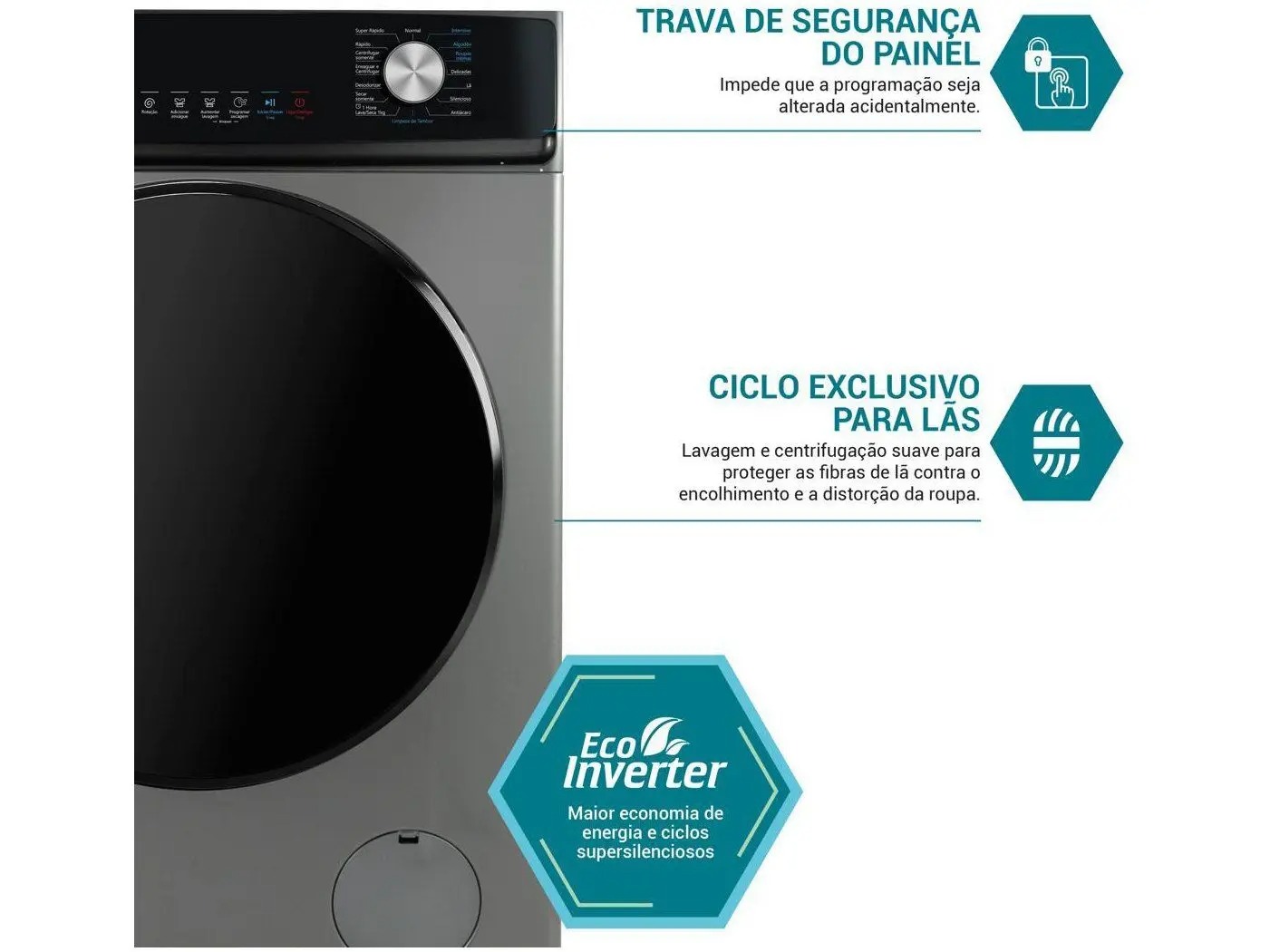 Lava e Seca Philco 16 Programas Eco Inverter 11kg Titânio PLS11C - Imagem 3