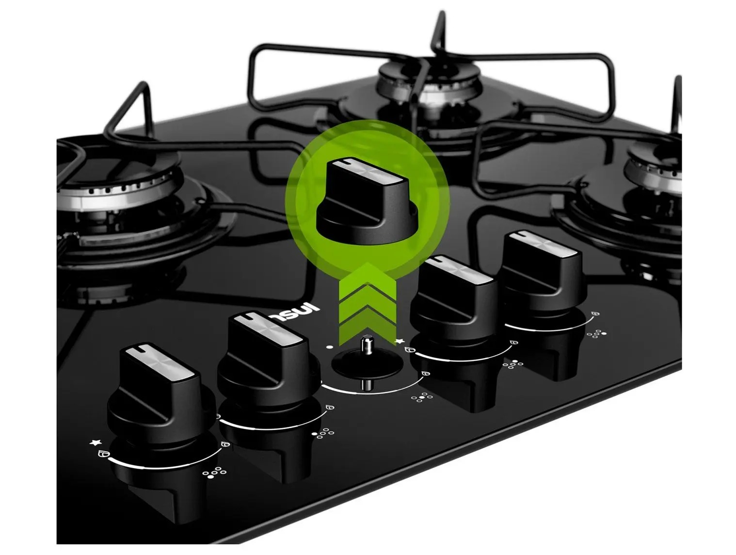 Cooktop 5 Bocas a Gás Consul Mesa de Vidro GLP Preto Superautomático CD075BE - Imagem 5