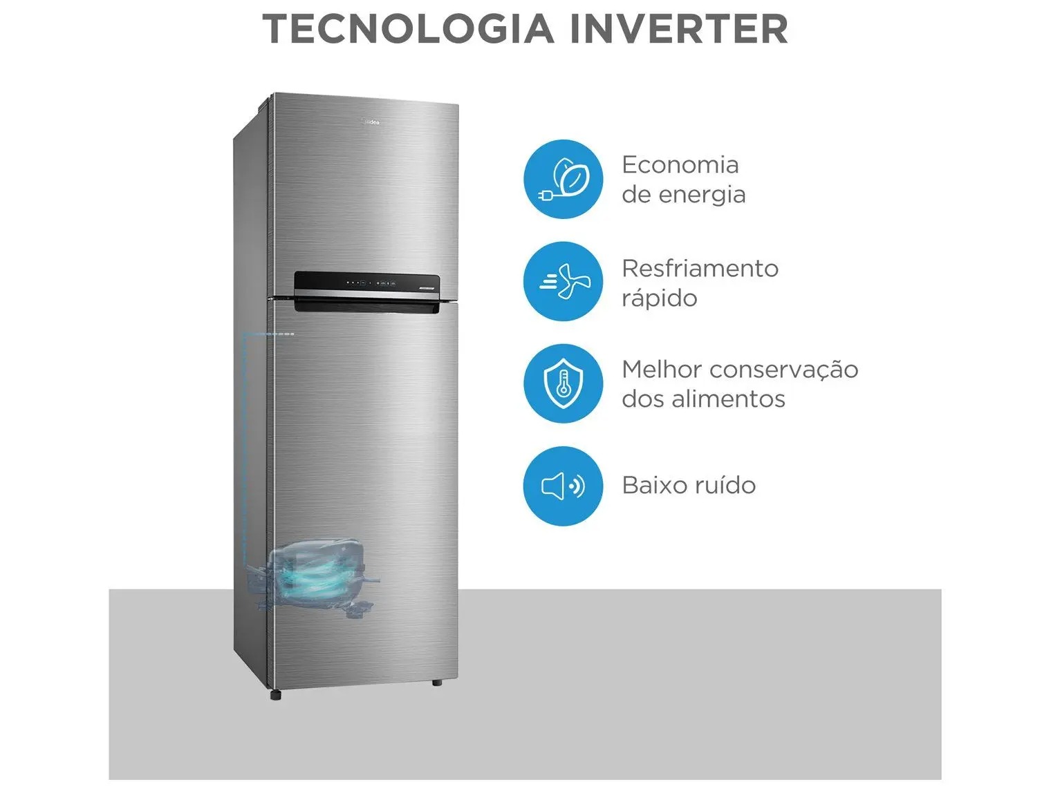 Geladeira/Refrigerador Midea Frost Free Duplex 425L MDRT572EVD463 Bivolt - Imagem 2