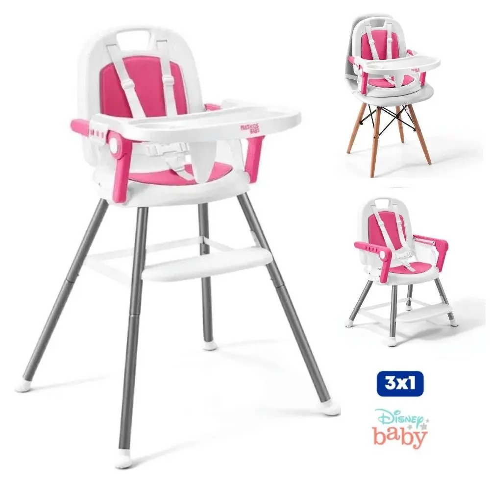 Cadeirão Cadeira Cadeirinha Alimentação Papinha Bebê Alta Mesa Refeição Menina Rosa - Multilaser - Imagem 2