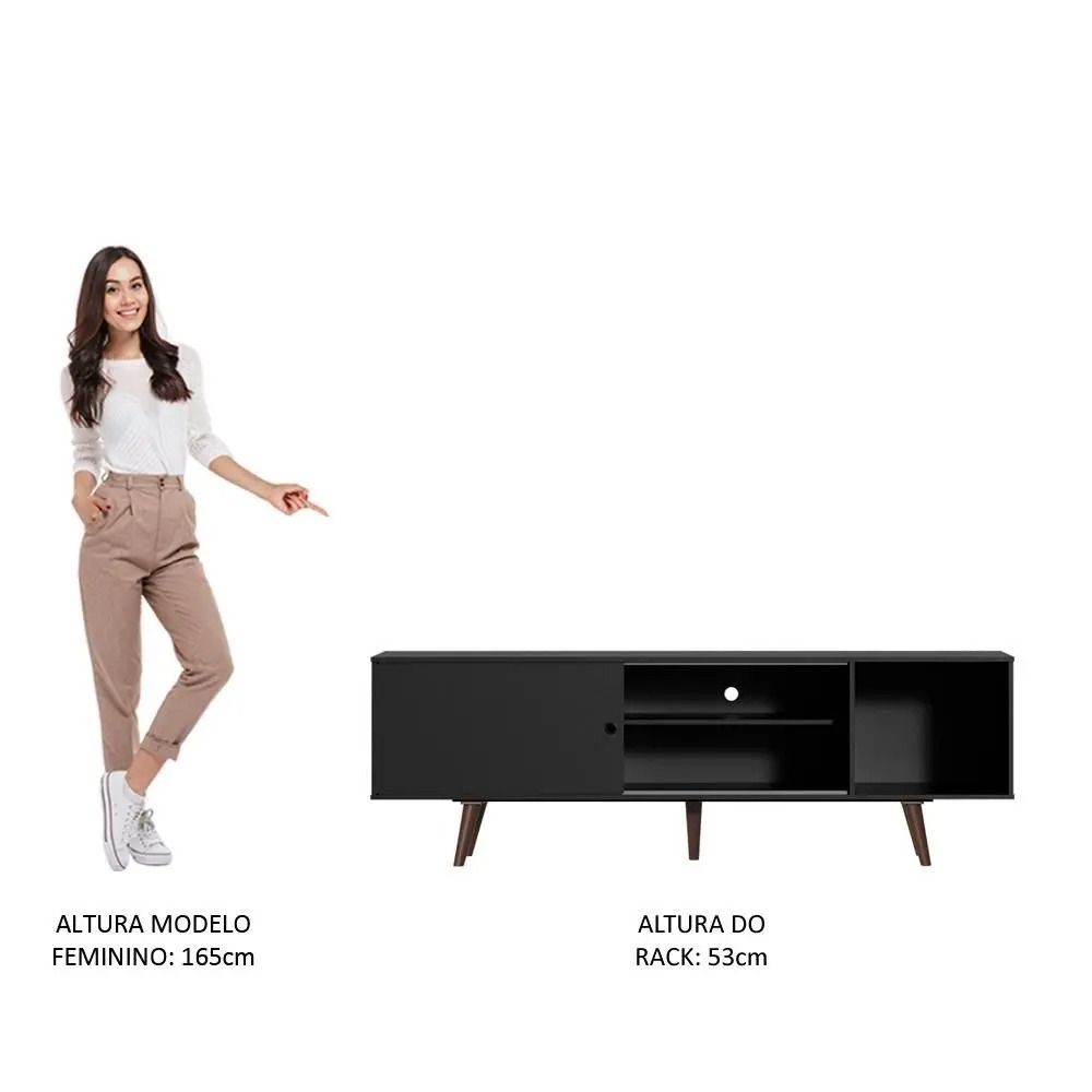 Rack Madesa Dubai para TV até 65 Polegadas com Pés - Preto/Rustic - Imagem 7