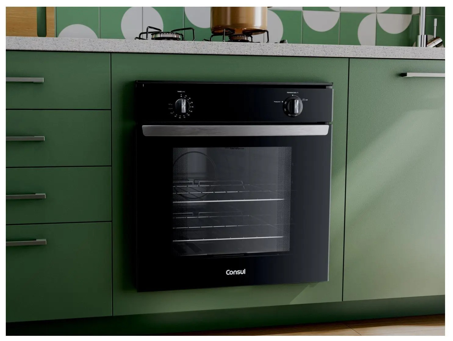 Forno a Gás de Embutir Consul Multifuncional Grill 78L Preto COA84CE - Imagem 2