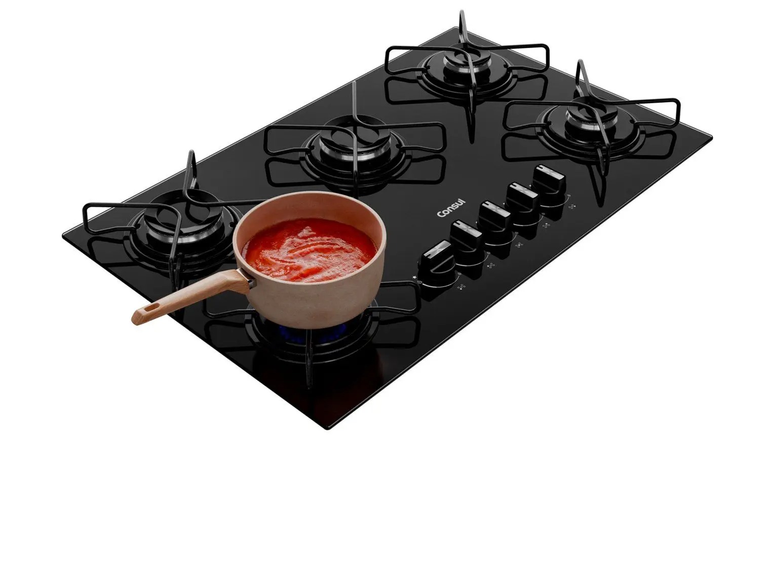 Cooktop 5 Bocas a Gás Consul Mesa de Vidro GLP Preto Superautomático CD075BE - Imagem 6