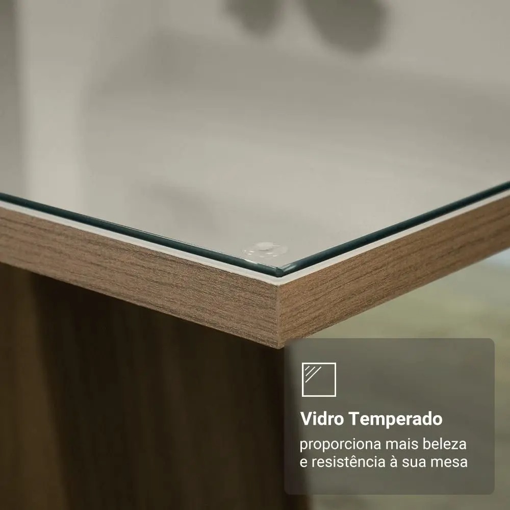 Conjunto Sala de Jantar Tampo de Vidro 4 Cadeiras Braga Madesa - Imagem 5