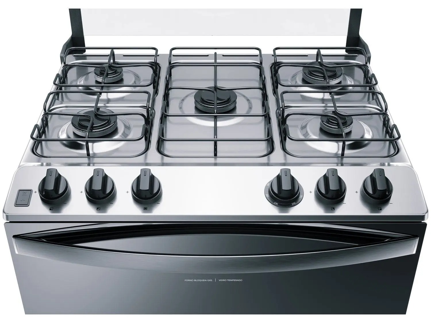 Fogão Brastemp 5 Bocas Cor Inox Com Botões Removíveis E Exclusivo Aro Protetor - BFS5NCR - Imagem 3