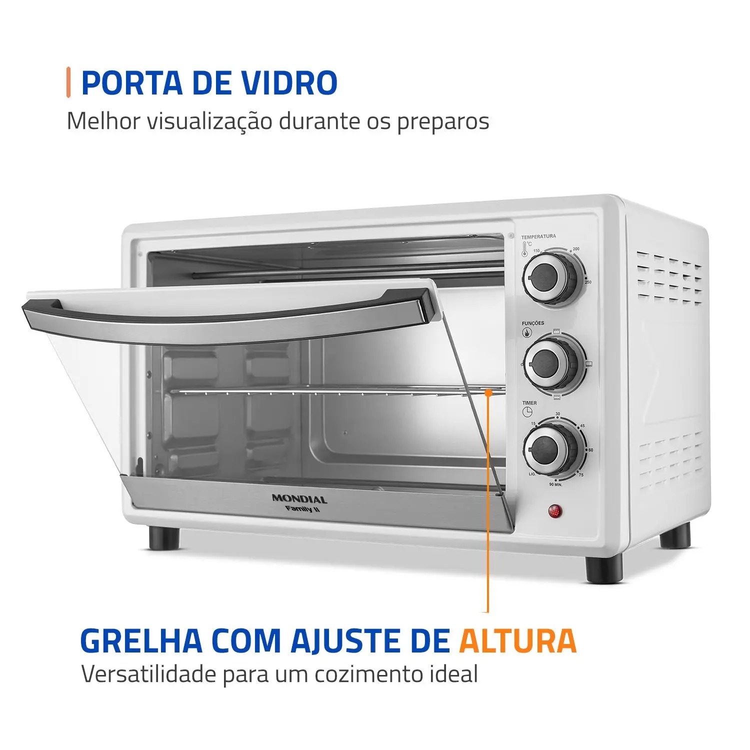 Forno Elétrico 42L Family II Mondial Branco Inox 1600W FRN42W - Imagem 2