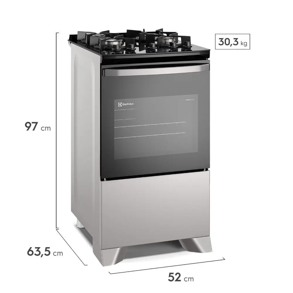 Fogão 4 bocas Electrolux Cinza Efficient Mesa Vidro, Tripla Chama e PerfectCook (FE4GG) - Imagem 2