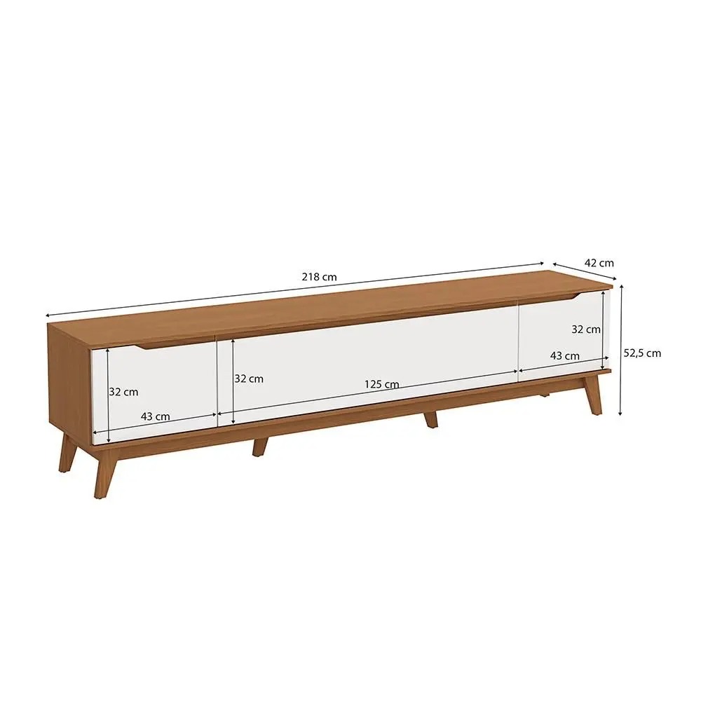 Rack Kappesberg 3 Portas Canela/Branco 218cm - Imagem 2