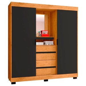 Guarda-roupa Casal com Espelho 2 Portas de Correr 4 Gavetas Araplac Sintra CAP24024