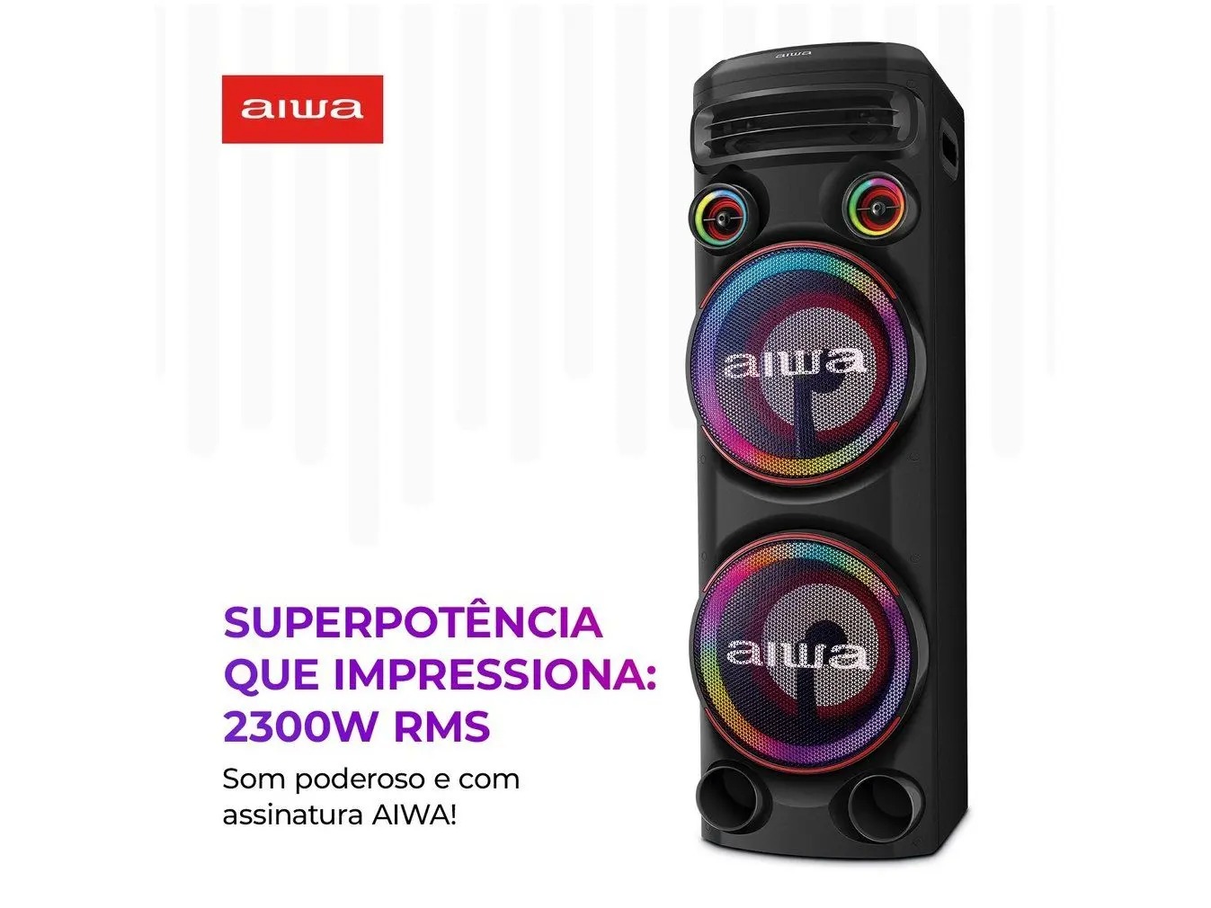 Caixa de Som Torre Aiwa AWS-T2W-02 Bluetooth 2300W RMS Amplificada - Imagem 5