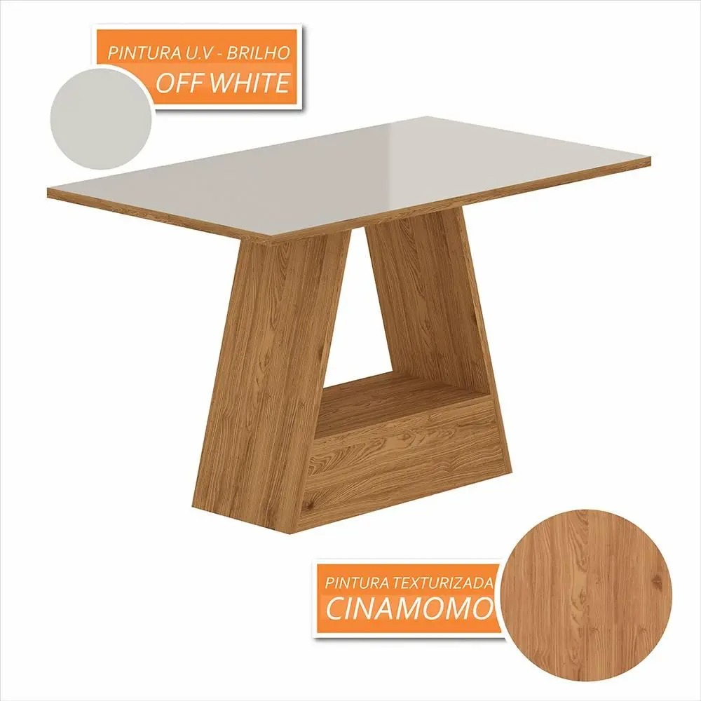 Mesa Com 4 Cadeiras Nápoles 1,36 Cinamomo/off/bege - Móveis Arapongas - A Móveis Arapongas - Imagem 2