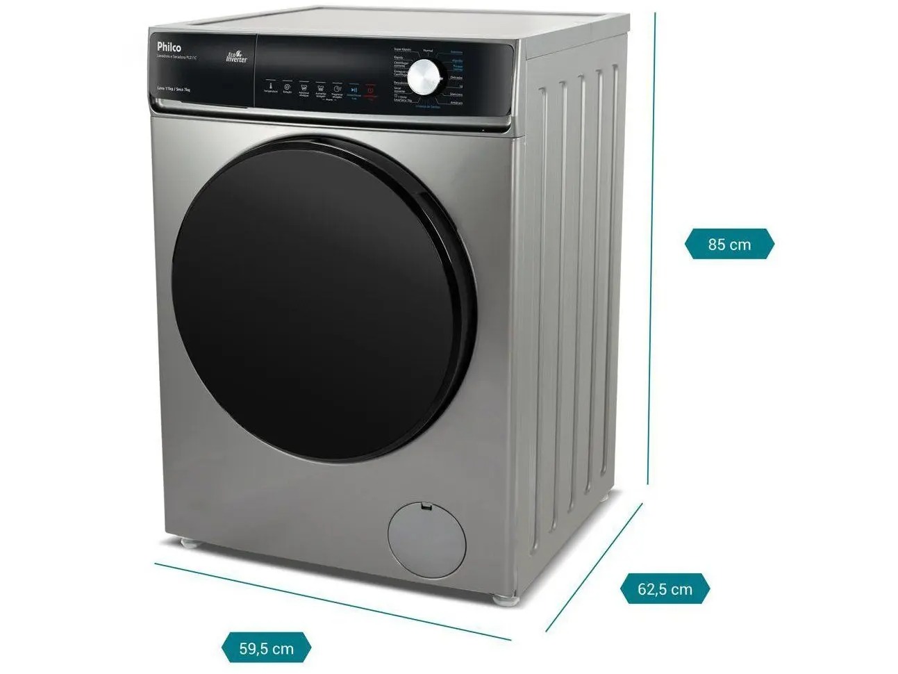 Lava e Seca Philco 16 Programas Eco Inverter 11kg Titânio PLS11C - Imagem 6