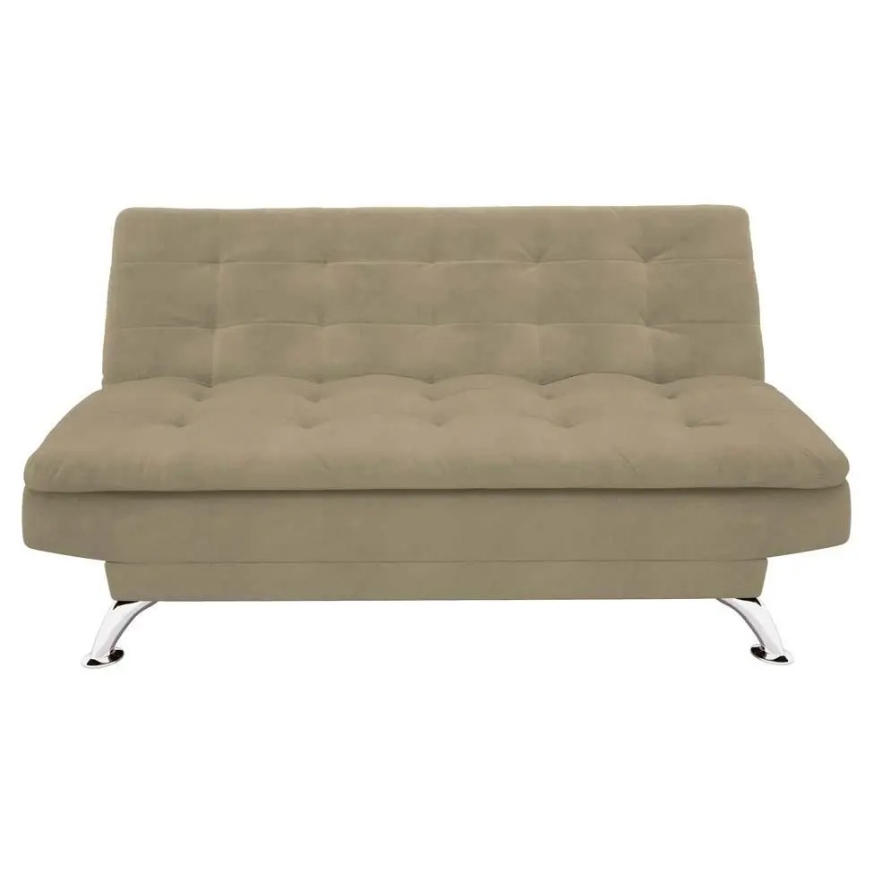 Sofá-Cama 3 Lugares Casal Premium Suede Velvet Bege - Mobly - Imagem 2