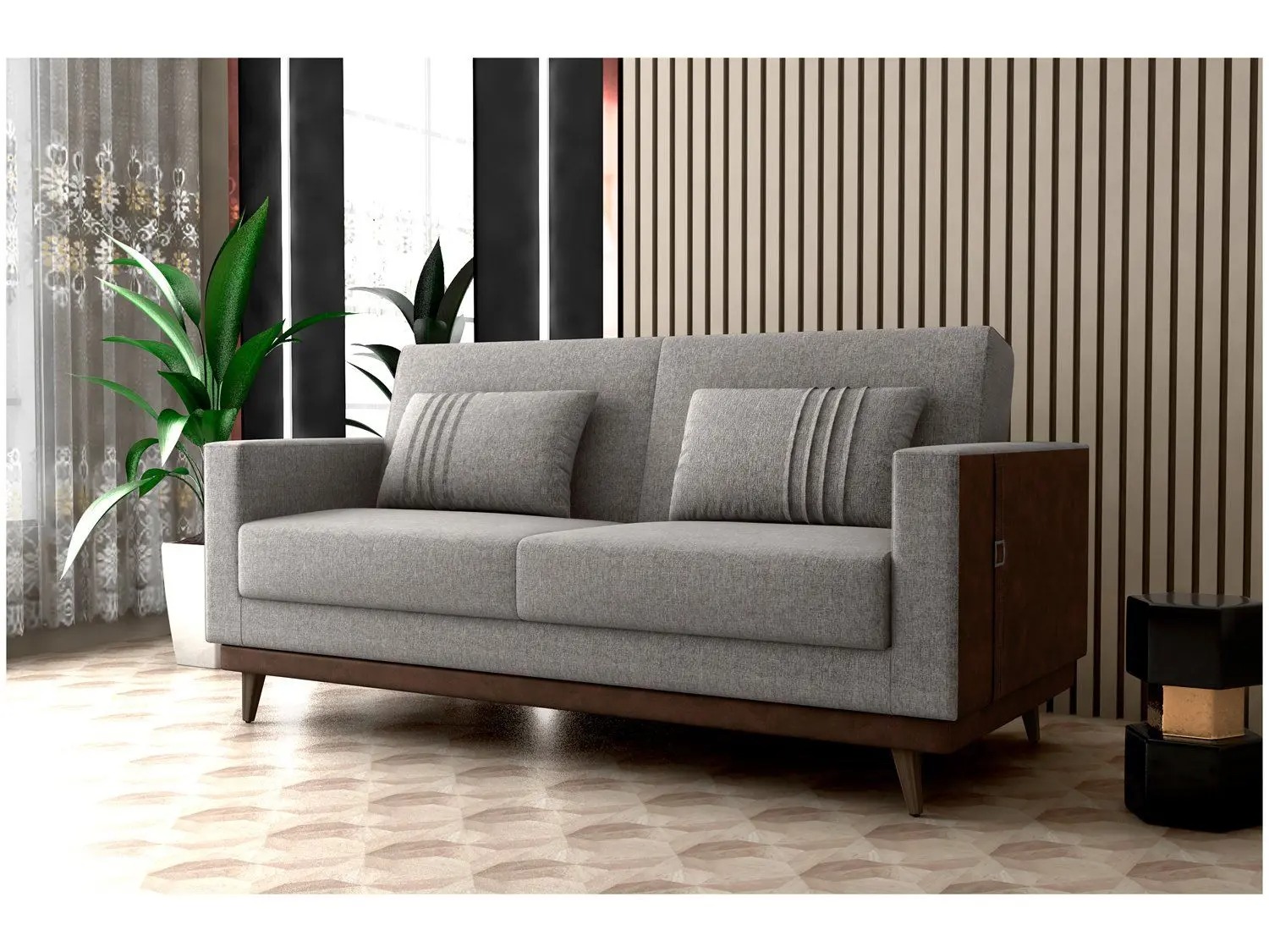 Sofá-cama 3 Lugares Casal Reclinável Facto e Linho Matrix Esther