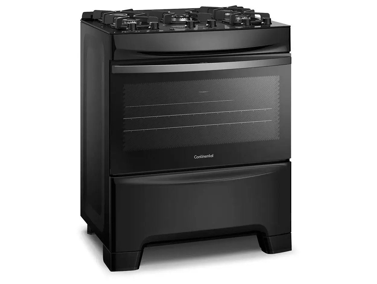Fogão 5 Bocas Continental Inox Mesa de Vidro Preto Tripla Chama FC5GB - Imagem 5