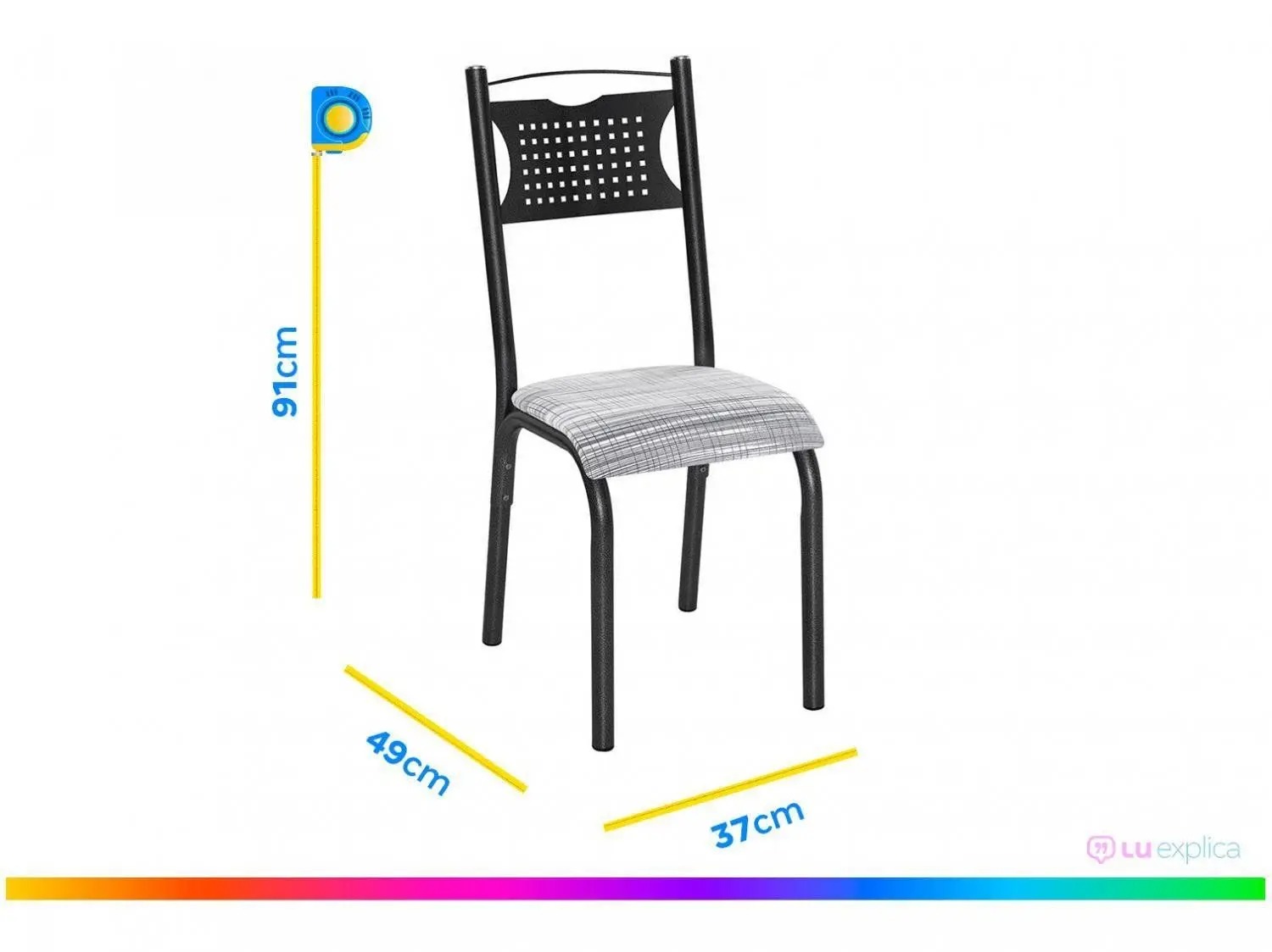 Mesa de Jantar 4 Cadeiras Retangular Aço Tampo Granito Poeme Ciplafe - Imagem 4
