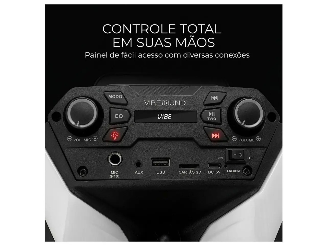 Caixa de Som Amplificada Bluetooth Vivensis Vibe Sound V8 Power 340W USB - Imagem 5