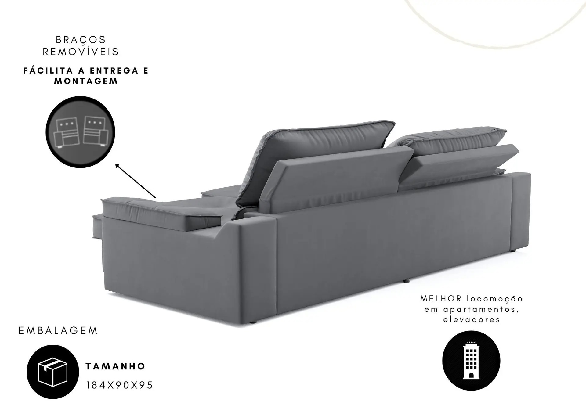 Sofá Santiago 2,30m (L) com Carregador USB e Porta Copos Retrátil e Reclinável - Cialar - Imagem 5