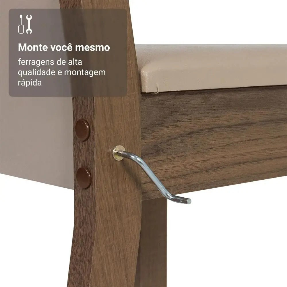 Conjunto Sala de Jantar Havana Madesa Mesa Tampo de Madeira com 4 Cadeiras - Imagem 6