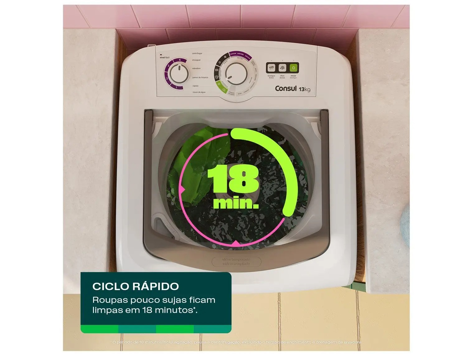 Lavadora de Roupas Consul 13kg Cesto Inox 16 Programas de Lavagem Branca CWH13AB - Imagem 2