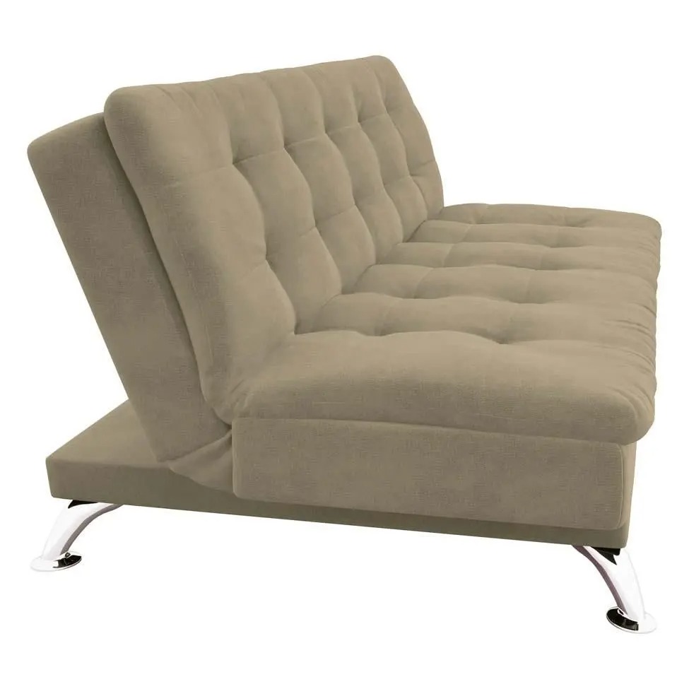 Sofá-Cama 3 Lugares Casal Premium Suede Velvet Bege - Mobly - Imagem 3