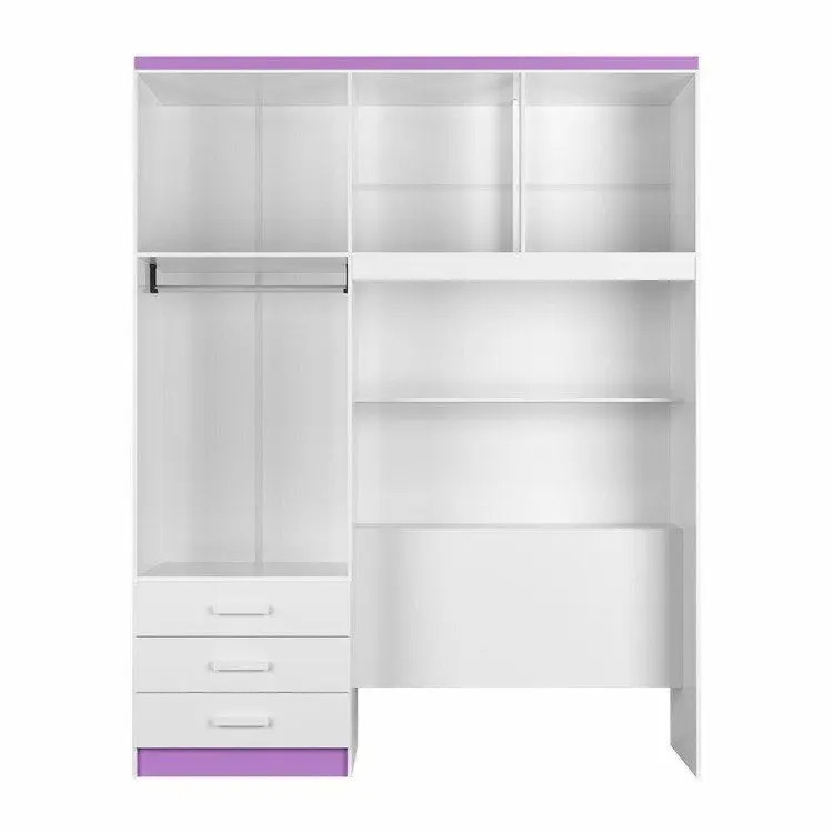 Guarda-Roupa Solteiro com Cabeceira e Baú 4 Portas 3 Gavetas Cancun Yescasa Branco - Imagem 2