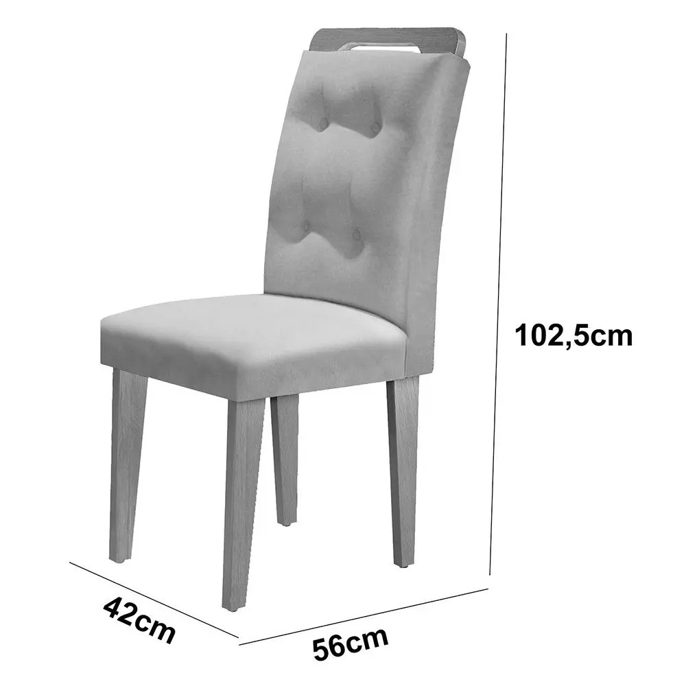 Sala de Jantar Mesa Olímpia 120CM MDF Canto Copo com 4 Cadeiras Carol Moderna - Imagem 4