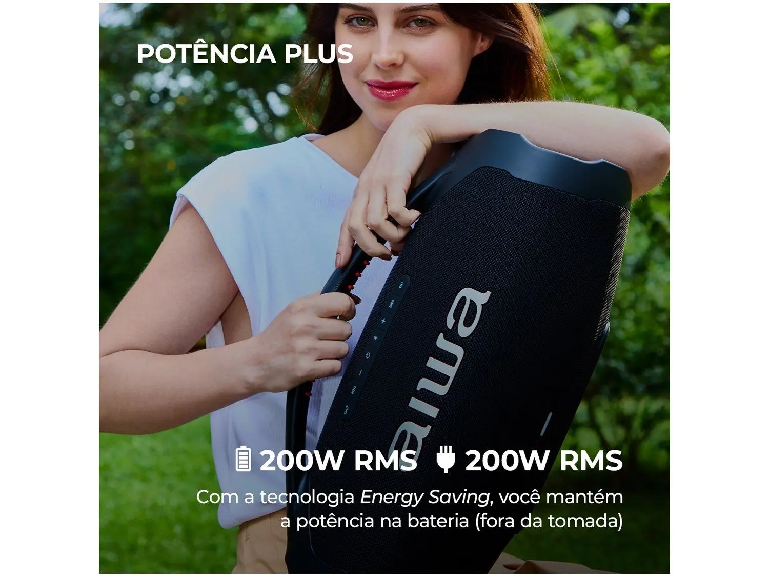 Caixa de Som Aiwa Boombox Plus AWS-BBS-01-B Bluetooth Amplificada 200W USB - Imagem 6