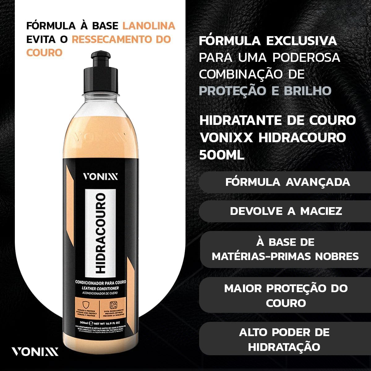 Kit Vonixx Higicouro e Hidracouro para Couro Automotivo 500ml - Imagem 3