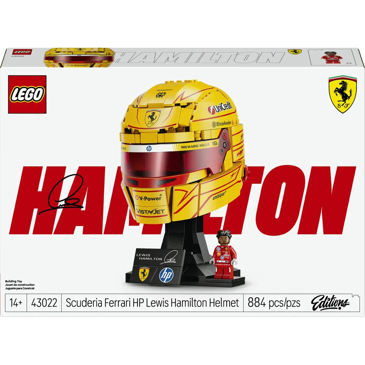 Lego Editions Formula 1 43022; Scuderia Ferrari Hp: capacete Lewis Hamilton; inclui capacete de F1 e minifigura; 14+ - Imagem 4